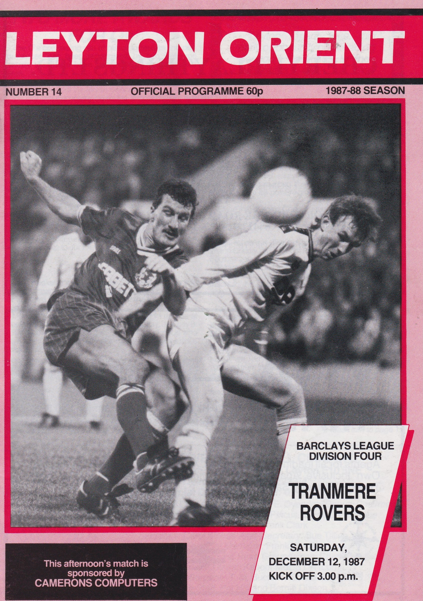 Leyton Orient v Tranmere Rovers match programme